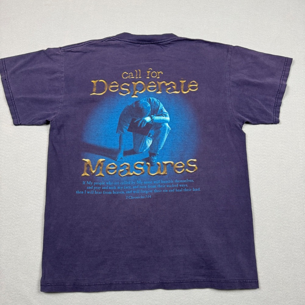Vintage Delta Pro Weight Jesus T-Shirt Desperate Times‎ Purple Mens Medium